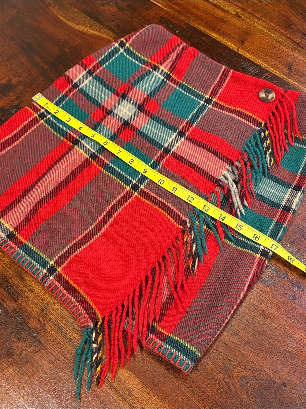 Vintage Ralph Lauren Country 90s Plaid Wool Woven Fringe Wrap Skirt size 6 - Picture 11 of 12